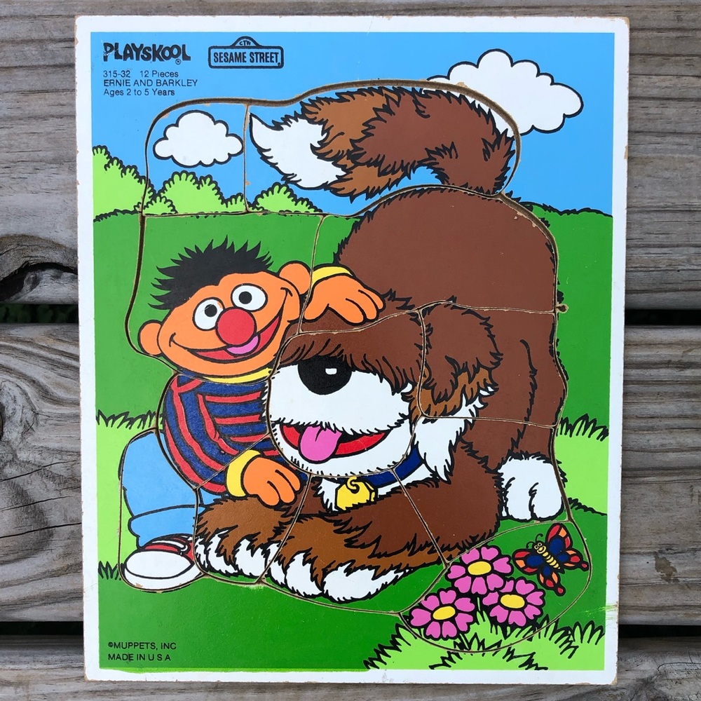 - Vintage Ernie Sesame Street PlaySkool Wooden Puzzle! EUC!